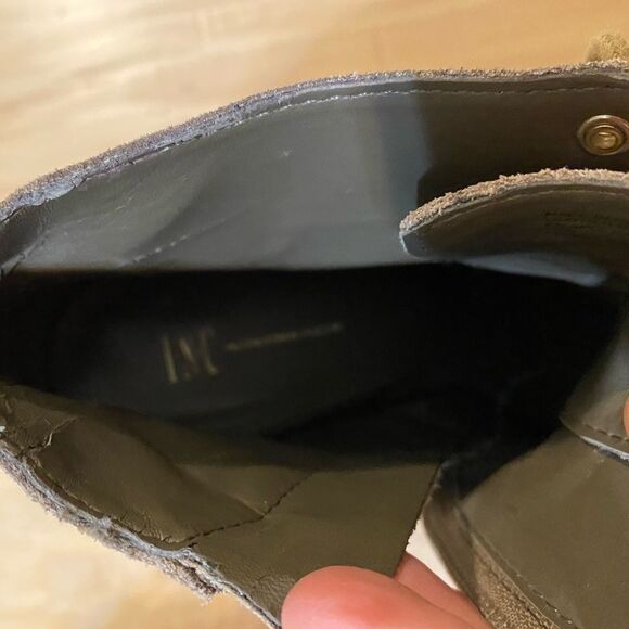 INC International Concepts beige suede leather upper SZ. 7.5 ankle bootie - Picture 8 of 9